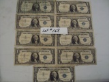 LOT OF 9 $1 SILVER CERTIFICATES