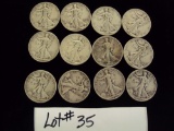 LOT OF 12 WALKING LIBERTY HALF DOLLARS - MULTIPLY YOUR BID BY 12