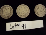 LOT OF 3 MORGAN SILVER DOLLARS - MULTIPLY YOUR BID BY 3