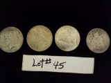 LOT OF 4 PEACE SILVER DOLLARS - MULTIPLY YOUR BID BY 4