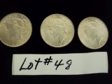 LOT OF 3 PEACE SILVER DOLLARS - MULTIPLY YOUR BID BY 3