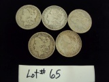 LOT OF 5 MORGAN SILVER DOLLARS - MULTIPLY YOUR BID BY 5