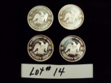 LOT OF 4 - 1985 SILVER COINS - ONE TROY OUNCE SILVER EACH - MULTIPLY YOUR BID BY 4