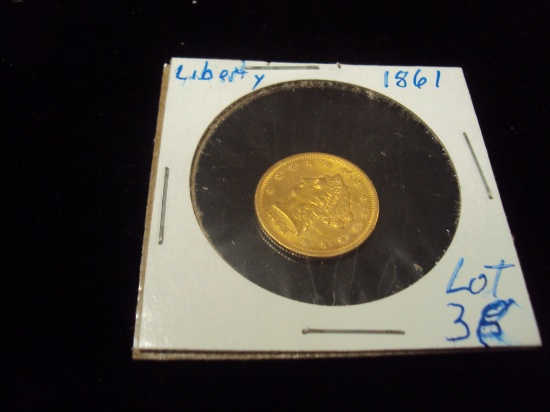 1861 LIBERTY $5 GOLD PIECE