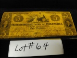 1856 COLUMBIA, SC $5 NOTE