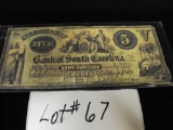 1857 CHERAW, SC $5 NOTE
