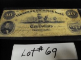 1855 CHARLESTON, SC $10 NOTE
