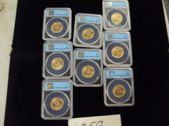 LOT OF 8 2008-D SACAGAWEA DOLLARS ALL GRADED SP69