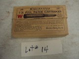 1 OLD BOX OF WINCHESTER 7MM FULL PATCH CARTRIDGES