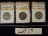 LOT OF 3 WALKING LIBERTY HALF DOLLARS - 1918-P, 1918-D & 1918-S