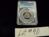 1865 3 CENT COPPER/NICKEL PCGS GENUINE UNCIRCULATED DETAILS, CLEANED