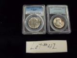 LOT OF 2 FRANKLIN HALF DOLLARS - 1966 PCGS SP67 SMS & 1963 PCGS MS64