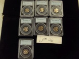 LOT OF 7 JEFFERSON NICKELS - 1973-S PCGS PR69DCAM, 1982S PCGS69DCAM, 1998S PCGS PR69DCAM, 1991S PCGS