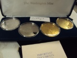 WASHINGTON MINT 4 SILVER ROUNDS. 16 TOTAL OUNCES OF SILVER WITH ORIGINAL BOX & CERTIFICATE OF AUTHEN