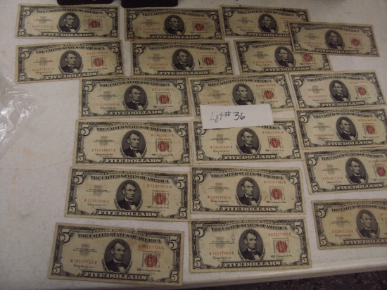 $5 RED LABEL BILLS - 9 TIMES THE MONEY