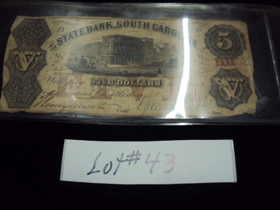 1855 $5 STATE BANK OF SOUTH CAROLINA
