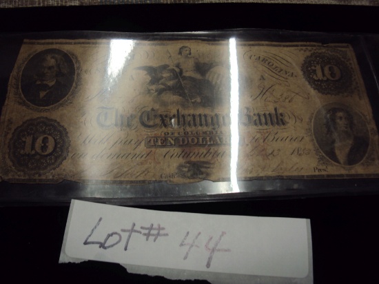 1853 $10 STATE OF SC EXCHANGE BANK