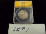 1875 HALF DOLLAR AU50, CLEANED
