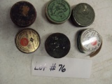 6 OLD METAL TINS OF PERCUSSION CAPS