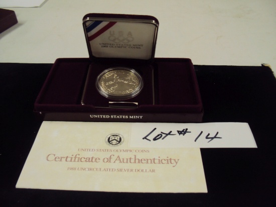 1988 OLYMPIC SILVER COMMEMORATIVE SILVER DOLLAR