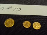 3 ODD GOLD COINS - ALL FOR 1 MONEY - 1/25 OZ.