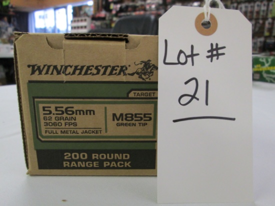 200 ROUNDS WINCHESTER M855 GREEN TIP 5.56 FMJ