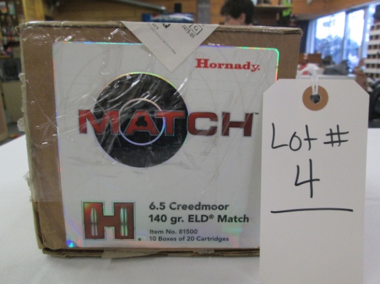 200 ROUNDS HORNADAY MATCH 6.5 CREEDMOR 140 GRAIN ELD