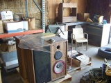 Chairs, Filing Cabinet, Shelf, Pallet of Speakers