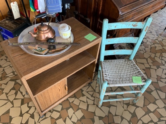 modern desk & vintage painted chair