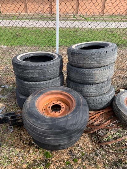 large lot of farm tires & wheels Must Pick Up