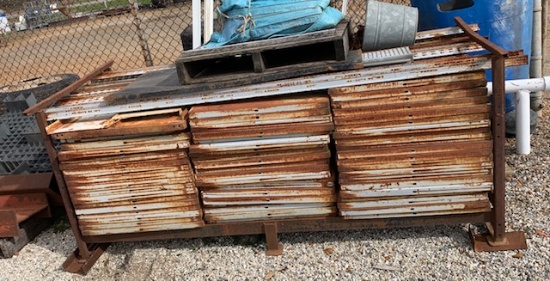 large metal shelving unit stacked for transport Must Pick Up