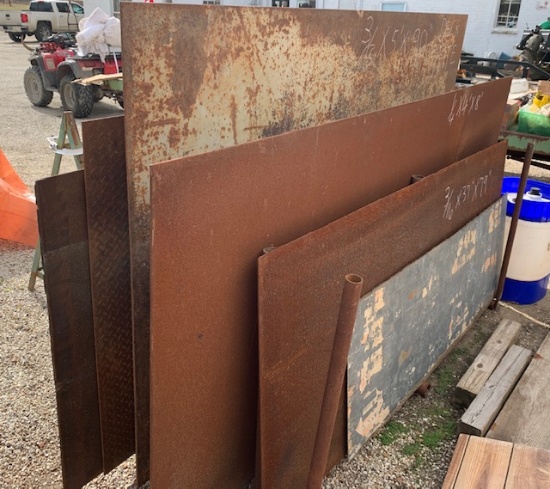 lot of large sheets of iron w/rack Must Pick Up