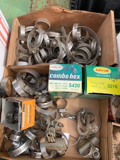 large lot of hose clamps