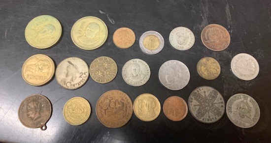 large lot of foreign coins
