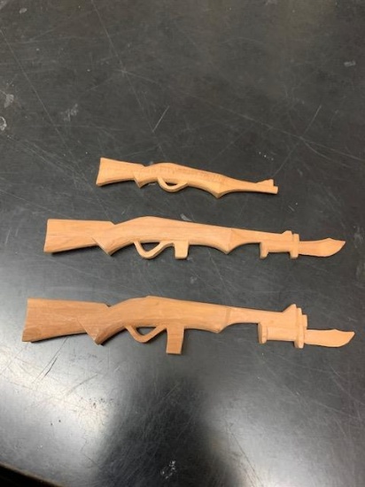 miniature cedar carved military rifles