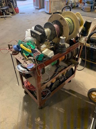 wire spools and cart