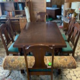 Antique walnut table & 6 chairs