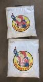 two Budweiser Bud Man seat cushions