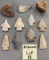 Lot of Missouri arrowheads, fossils, and a drill.