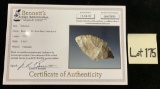 Beautiful Turkey Tail arrowhead from Kentucky with Bennett’s COA. Ex. Scott Dean; Ex. Mitch Lewis