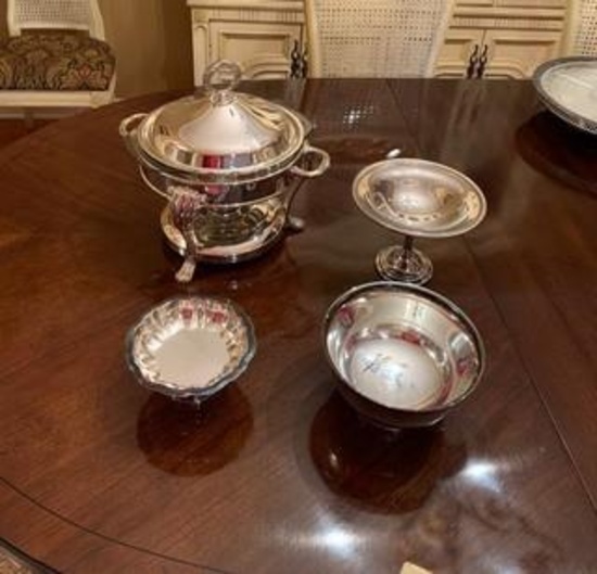 Four silver plate service pieces