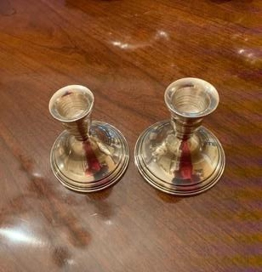 Pair of Sterling silver candle sticks