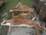 11-02642 (Equip.-Misc.)  Seller:Private/Dealer (2) SMALL LIVE EDGE WOODEN BENCHES