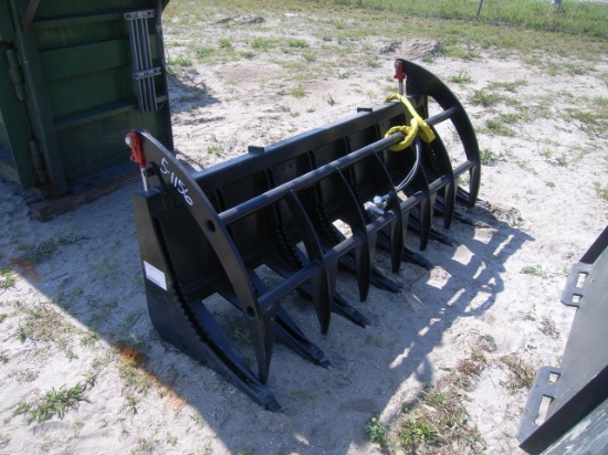 5-01156 (Equip.-Implement- misc.)  Seller:Private/Dealer SKID STEER LOADER 78 INCH ROOT RAKE GRAP