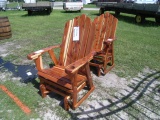 8-02608 (Equip.-Misc.)  Seller:Private/Dealer PAIR OF RED CEDAR WOODEN ROCKING CHAIRS