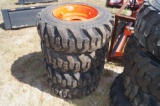 Set of New Skid Steer Tires and Wheels 10-16.5