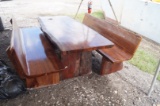 Wood Finished Dinner Table with Bench Seats