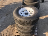 4 New 225/75r15 Trailer tires with wheels