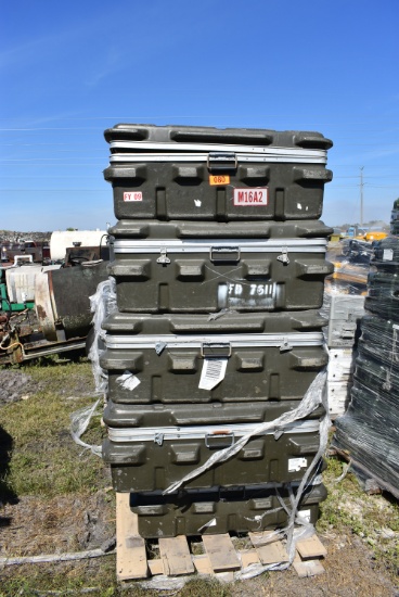 6 Large Green Military Storage Cases