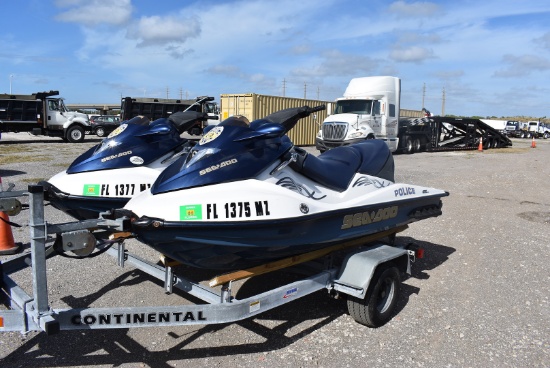 Two 2005 Sea Doo GTX 2 Person Wave Runner and Trailer